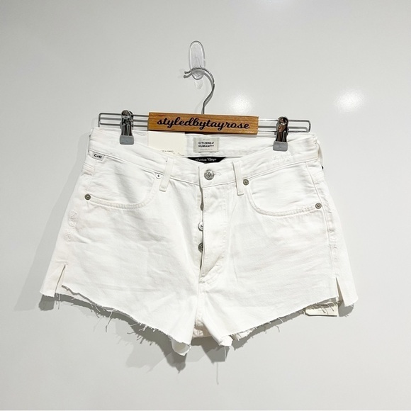 NWT Citizens of Humanity Annabelle Vintage Cutoff Denim Shorts in White - Picture 6 of 16